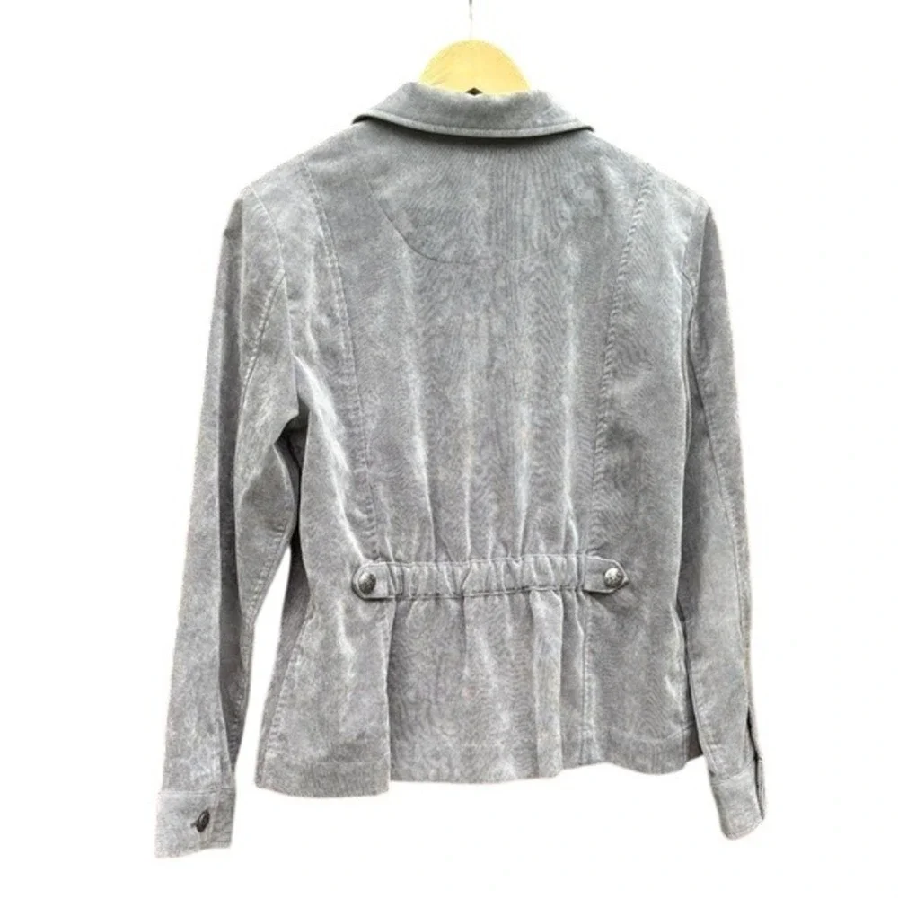 Christopher & Banks Women's SZ Medium Gray Mini Cord Velour Light‎ Jacket Fall